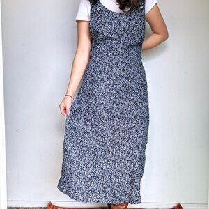 Vintage 90s Maxi Floral S.L. Fashion Pinafore Dress